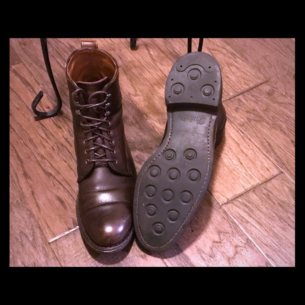 Men’s Lthr Boots, Hand Finished w/ Dainite Soles.